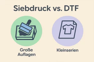 Infografik: Siebdruck vs. DTF – Unterschiede der beiden Druckverfahren für Textilien